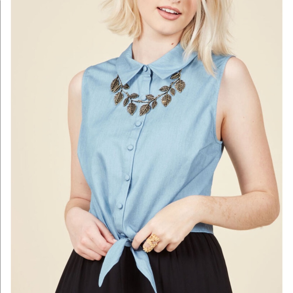 Pros and Convertibles Button-Up Top in Chambray